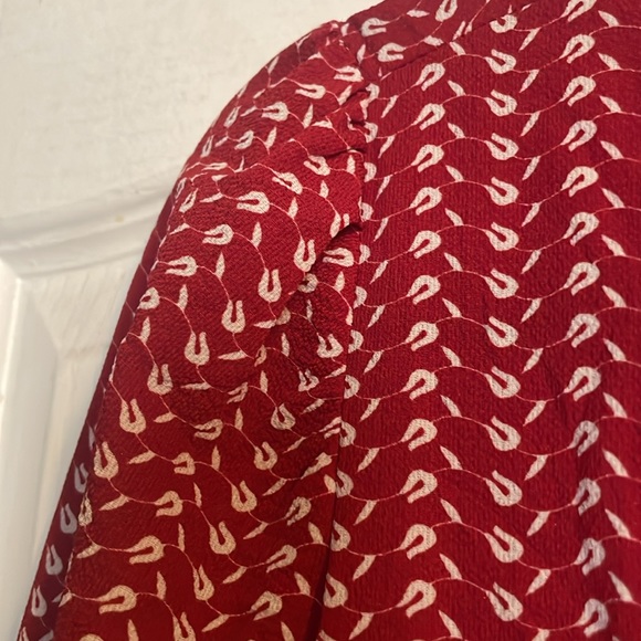 Max studio wrap around long sleeve red and white dress. - Picture 4 of 10